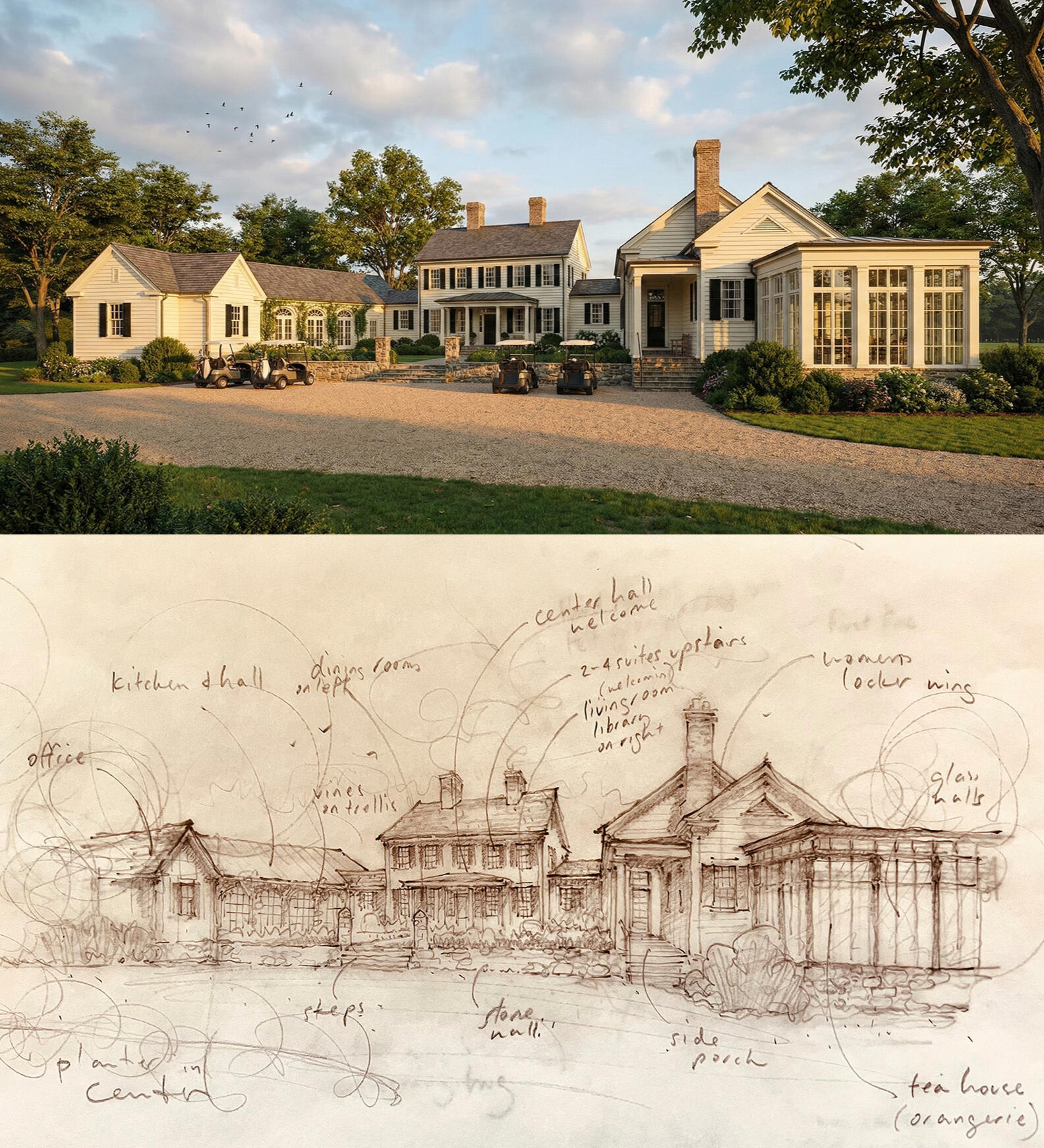 hand & ai render study the ai render was created directly from this very early character sketch, allowing for a wide range of design communication